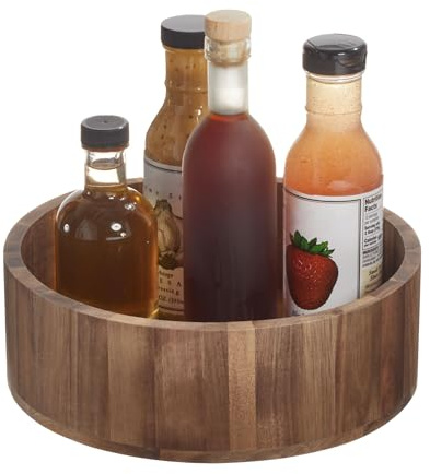 InterDesign iDesign 10-Inch Round Acacia Wood Lazy Susan Organizer - Natural