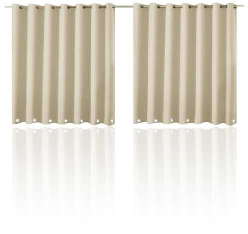 YedZen Outdoor Vorhang B254xH213CM, 1er Wasserdicht Wetterfest Outdoorvorhänge Gardinen mit Ösen, Beige Sonnenschutz Vorhänge für Pergola Draußen Balkon Aussen Terrasse Pavillon
