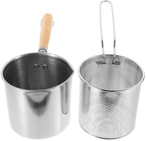 VOSAREA Mini-fritteuse Aus Edelstahl Frittierpfannenkorb Einfach Zu Bedienender Frittiertopf Fritteuse Für Zuhause
