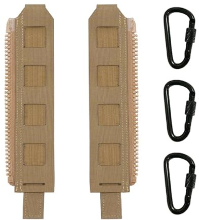 WLXW Panneau Dorsal Tactique Kit Fermeture Éclair Molle Adaptateur Sangle Fermeture Éclair Molle avec Système Chargement Extensible Gilet Tactique Sportif CPC JPC(Tan)