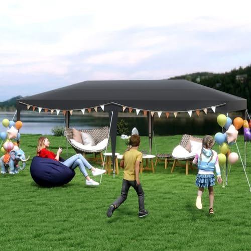 Aufun Paviljong vikbar 3 x 6 m, vikbar paviljong vattentät solskydd stabil med tak av Oxford, festtält popup camping paviljong trädgårdstält, trädgårdspaviljong för trädgård, fest, festival, bröllop