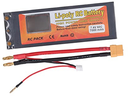 RIZGHWOY Batería Lipo 2S de Descarga 60C para Cuadricóptero QAV250, LS180, H210, Batería Li Poly de 7000mAh 7,4V con Enchufe XT60