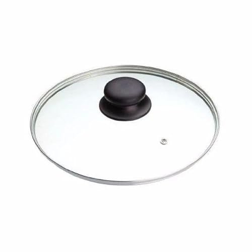 Tempered Glass Pan Lid with Heat-Resistant Knob, Clear Universal Frying Pan & Pot Cover with Steam Vent - Sizes 14cm to 36cm (24cm)