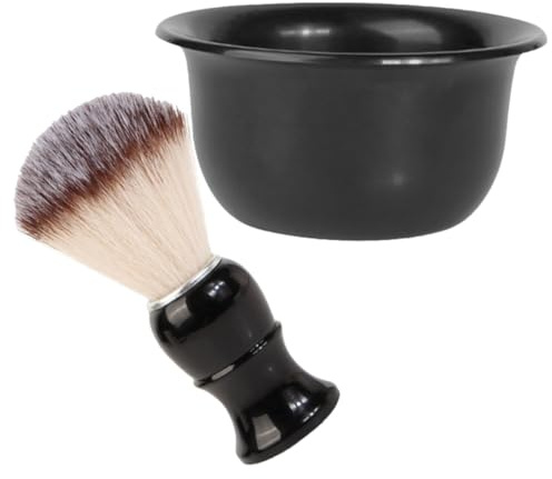 DIYEAH Set da Barba per Uomo Pennello e Ciotola da Barba Schiuma Ricca per Rasatura Profonda Accessori per Rasatura Maschile Esperienza Comoda e Portatile