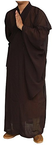ZooBoo Shaolin Unisex Monk Kung fu Robe Costume Long Gown Suit (M/170, Coffee)
