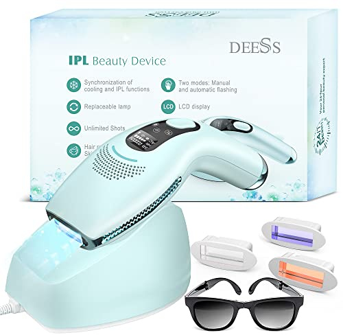 DEESS IPL Laser Hair Removal for Women & Men, GP590 Unlimited Flashes Laser Hair Removal Device with Ice Cooling, 3-in-1 at Home Painless Permanent Hair Remover for Face Arms Armpits Legs Bikini Body