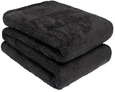 Brentfords Throws for Sofas Black Blanket, Super Soft Warm Teddy Fleece Blanket for Bed Couch Settee Double Bed Throw Lightweight Fluffy All Season Large Sofa Throws, 150 x 200cm