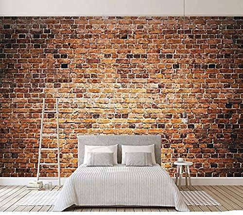 XHXI Papel tapiz fotográfico 3D para paredes de dormitorio Mural de pared de ladrillo rojo retro Papel de pare Pared Pintado Papel tapiz Decoración dormitorio Fotomural sala sofá mural-300cm×210cm