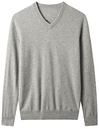 ZHILI Hombres 100 cachemira invierno manga larga cómodo cuello en V suéter masculino