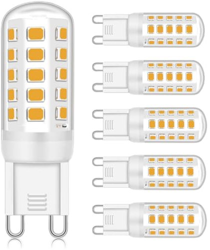 Aopudis G9 LED Licht steckbirnen, Warm White 2700 K, G9 Halogen leuchtmittel G9 LED Warmweiß, 3 W Equivalent to 28W 30 W 40 W Halogen leuchtmittel, 330 Lumens,Not Dimmable, Set of 6