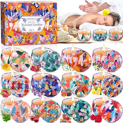 ENCOUN 12Pcs Duftkerzen, Duftkerzen Geschenkset für Frauen, Duftkerzen Set, Sojawachs Aromatherapie Kerzen, Kerzen Geschenkset für Bad, Yoga, Muttertag, Weihnachten, Geburtstag, Valentinstag