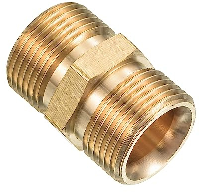 PATIKIL Pipe Fitting, M22 to M22 Male Thread Hex Extension Connector Adapter 1.3 Inch for Garden Water Pipes, Gold