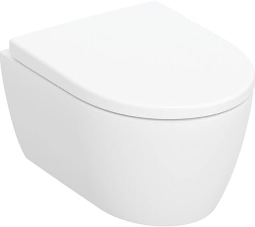 Geberit iCon, set pour WC suspendu, Rimfree, siège de WC inclus, forme fermée, saillie réduite, 502.381.; Coloris: Blanc alpin Mat