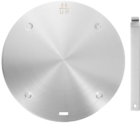 QUARKZMAN Chaleur Diffuseur Plaque pour Gaz Poêle 9,4 pouce Rond Chaleur Conduction Induction Adaptateur Plaque avec Amovible Poignée Ustensiles Cuisine Protecteur, Argent Ton
