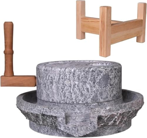 Mulino a Mano in Pietra, Mulino a Pietra, macina in Pietra, Mulino a Pietra Naturale per Cereali secchi e umidi in Pietra Blu, macina Manuale Antica per Chicchi di Grano/Noce Moscata/Fagioli