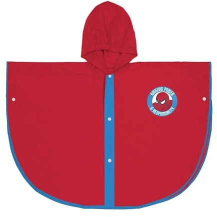 Official Spider-Man Kids Rain Poncho | Spiderman Kids Poncho | Waterproof Poncho | Kids Waterproofs | Disney Poncho | Rain Poncho Kids | Raincoat for Kids (UK, Age, 3 Years, 4 Years, Regular, Red)