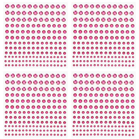 PATIKIL 660 Piezas De Calcomanías De Gemas Acrílicas, 4 Tamaños 3/4/5/6mm Piedras Estrás Autoadhesivas Para Arte De Uñas Manualidades Ropa DIY Maquillaje Decoración Fiesta, Rojo Rosa