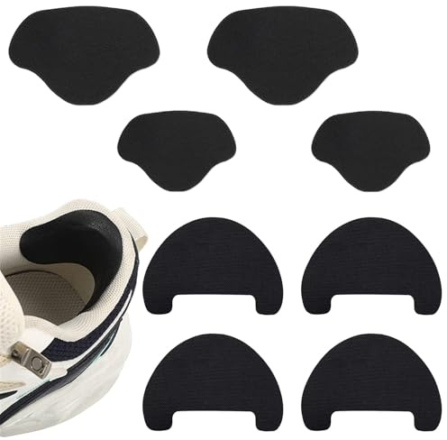 PORUPAEL Kit de cuidado y reparación de zapatos de 8 piezas, protectores de arrugas y parches de reparación de talón para tenis, zapatillas y zapatos, protectores negros autoadhesivos para evitar