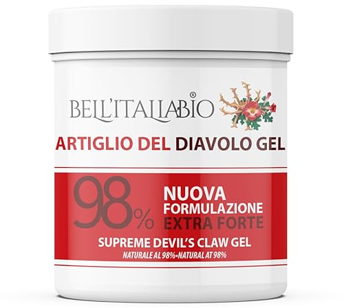 Gel Artiglio del Diavolo Extra Forte 98% 500ml Formula Naturale e Professionale per Massaggi Muscoli Crema Recupero Muscoli Sportiva con Collagene, Acido Ialuronico Bell'ItaliaBio Made in Italy