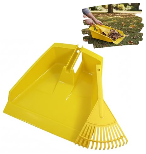 Leaf & Garden Waste Collector Set – Large Plastic Dustpan & Hand Rake with Brush | Heavy Duty Scoop Pan for Leaves, Grass Cuttings, Weeds & Dirt | Indoor & Outdoor Cleaning