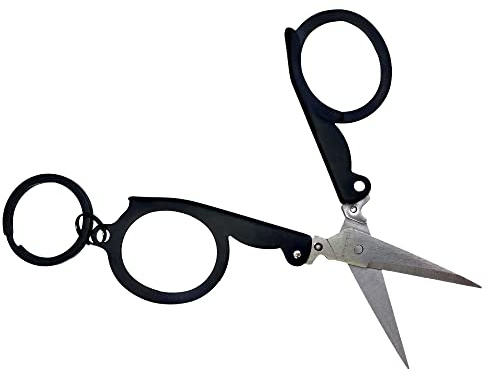 Munkees 2512 - Llavero de tijera plegable, tijera de viaje, acero inoxidable [negro]