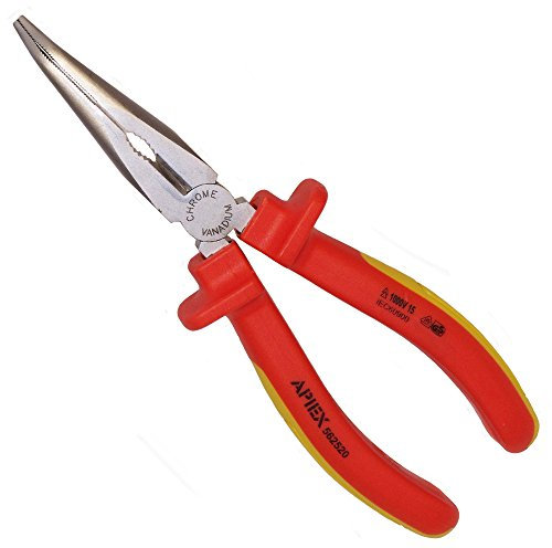 Apiex - Pince Isolée 1000 Volts Becs Demi-Ronds Coudés Conforme À La Norme Din 5745 - Longueur 200Mm
