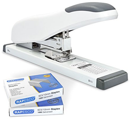 Rapesco 1391 ECO HD-100 Grapadora de Gruesos con 2000 Grapas Tipo 923/10mm, Capacidad para 100 Hojas, Blanco Mate