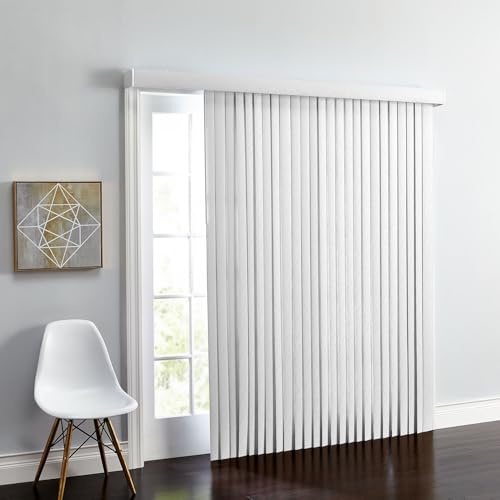 BrylaneHome Embossed Vertical Privacy Slat Blinds - 90 W 84 L, White
