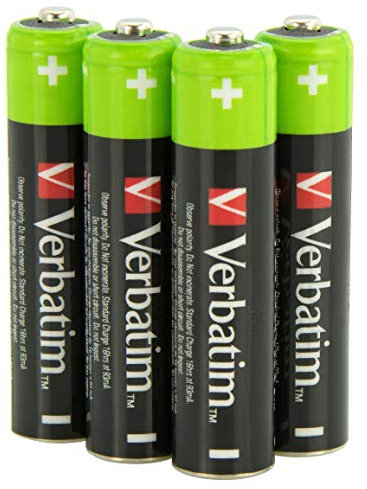 VERBATIM Pilas Recargables AAA Premium Pack 4 Pilas - 1.2V 950mAh - Pilas NiMH HR03 Recargables - Baja autodescarga - Baterías Mignon precargadas para Controladores, Juguetes, cámaras, etc
