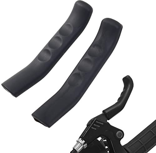 Casoter Bike Brake Lever Sleeve Grip Protector Cover, Waterproof Antiskid Soft Silicone Rubber Bicycle Brake Handle Shoe, Black 1 Pair