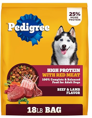 Pedigree High Protein Adult Dry Dog Food, Beef and Lamb, 18 lb