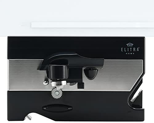 ELITRA HOME 3 in 1 Under the Cabinet Electric Can Opener, Blade Sharpener, Bottle Opener, Under The Counter Mount, For Large And Small Cans (Black)