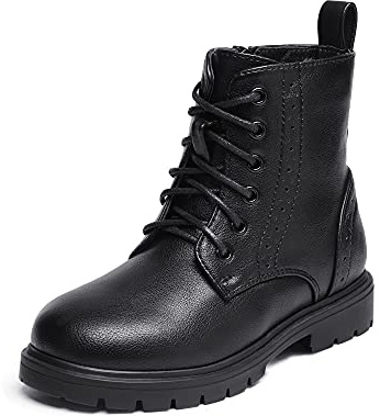 DREAM PAIRS Jungen Mädchen Stiefel Klassische Stiefel für Kinder Herbst fashion Schnürstiefel Winterstiefel mittelere Stiefel Schwarz PU 37.5 KBO211