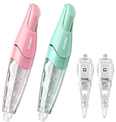 KILINEO Refillable Retractable White Correction Tape, Pen Shaped White Smooth Pull Out Japanese Aesthetic Cute Correction Tape for Office Supplies, 4 PCS (ZH-67)