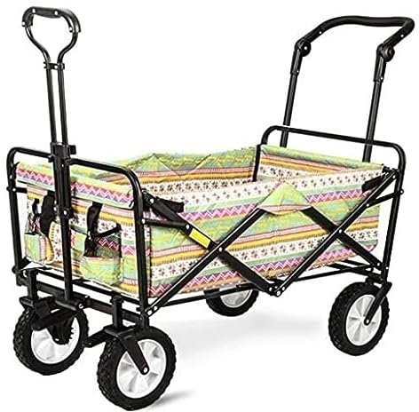 DRMEE Bollerwagen Gartenwagen, Robust, Zusammenklappbar, Gartenwagen, Zusammenklappbarer Wagen, Faltbarer Zugwagen, Handwagen, Strand-Klappwagen Gartenanhänger
