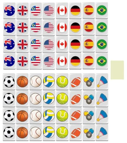ulapithi Mahjong Spiel Blöcke, 65 Fliesen Mahjong Sets, Seaside Escape Brettspiele, Mahjong Spiel, Game Blocks Mahjong-Sets, Mahjong Set Mit Nationalflagge Und 65 Spielsteinen