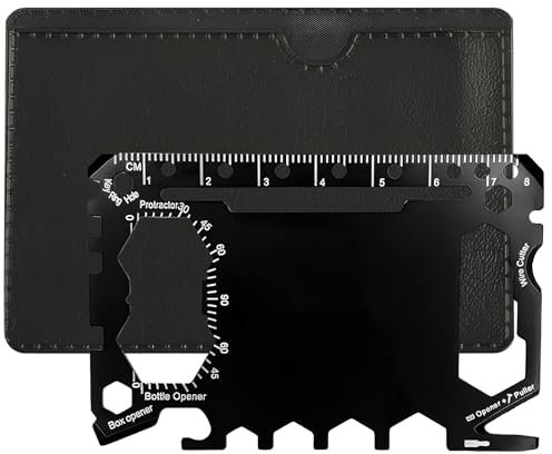 Multitool Karte, Multitool KreditkartengrößE 46-In-1, Multitool Scheckkarte Werkzeug, Outdoor Camping Mehrfachwerkzeug ZubehöR, Edelstahl, Geeignet FüR MäNner, Schwarz