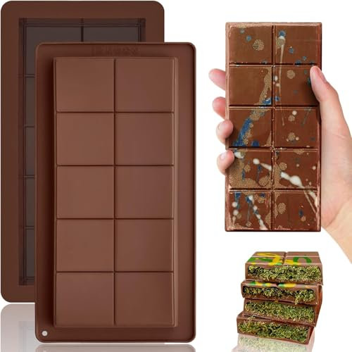Stampo per Torrone e Cioccolato in Silicone 2 Pezzi, Stampo per Tavoletta di Cioccolato Profonda, Ideale per Dolci e Decorazioni di Torte, Stampo per Cioccolatini e Dolci Artigianali