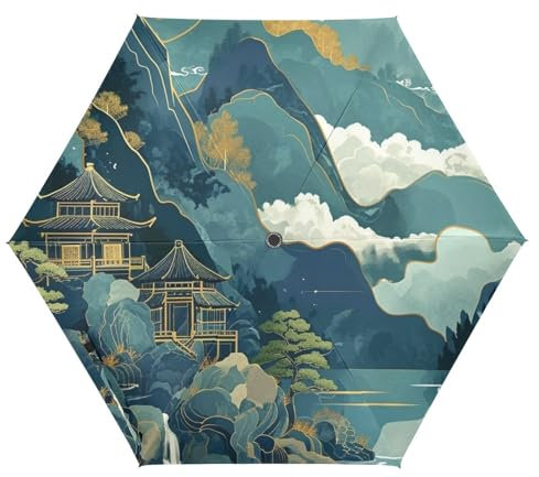 Amooorous Pavilions and Mountains and Rivers UV50+ umbrella with case special designed and strong wind and rain protection umbrellas for rain compact auto open sombrillas de lluvia