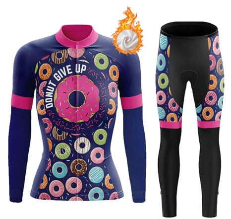 Ropa Ciclismo Mujer Invierno Conjunto Bici MTB Maillot Ciclista Polar Térmico,Traje Bicicleta Chaquetas Manga Larga y Pantalones con 19D Gel Acolchado,Completa de Jerseys Ciclo Transpirable(A1,M)