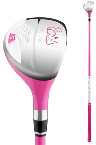 #1/#5 Driver en bois pour enfants filles et garçons – avec manche en graphite et couvre-tête de golf, putter de golf, bois de parcours de golf pour enfants de 3 à 12 ans (rose, #5, âge de 3 à 5 ans)