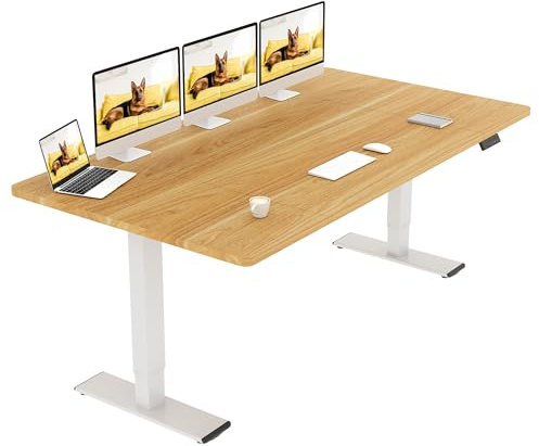 SANODESK Escritorio Elevable con 2 Motores Potentes 180 x 80 cm Escritorio Ajustable en Altura Eléctrico, Mesa de Elevable Eléctrico, Standing Desk con 4 Función de Memoria, 120KG de Carga (Arce)