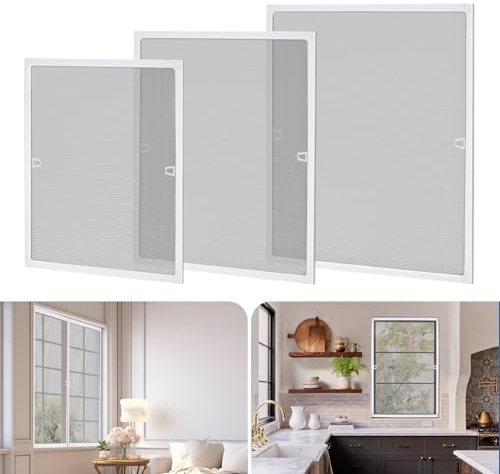 Moustiquaire à Cadre en Aluminium, Fenêtre Protection contre les Insectes, Fenêtres Filet Anti-Moustique sans Perçage-Découpable, UV-resistante, Bricolage Quincaillerie Fenêtres, Blanc, 80×100cm