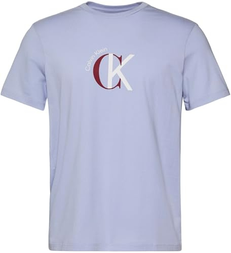 Calvin Klein SS 30S WHSL CKJ 2TONE CK Graphic LV14RE829G T-Shirt da Uomo, Viola (Blu Casual), M, Viola (Blu Casuale), M