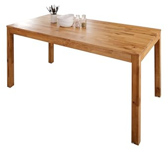 Woodroom Esstisch 160x85 cm aus Wildeiche massiv geölt – Großer Holztisch Esszimmer, rechteckig, stabil, geölte Oberfläche, Natur, für 6 Personen