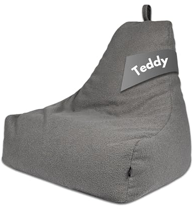 PatchHome Comfortline teddy sittsäck lounge fåtölj – gaming saccosäck för vuxna och barn – bekväm teddy fåtölj med fyllning – vardagsrum och sovrum möbler (antracit, XXL)