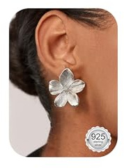 Chriscoco Blomörhängen 925 sterling silver nål 14K guldpläterad nål allergivänliga blomma örhängen dam hängande kronblad lätta bohemiska smycken