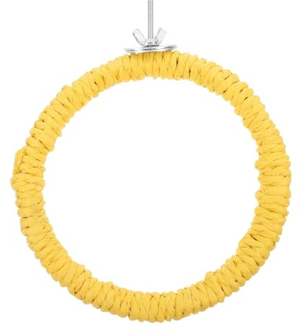 Lurrose Columpio Hamaca para Pájaros Cuerda de Papel y Madera, Percha Redonda para Jaulas de Periquitos, Accesorios Naturales y Fácil Instalación para Jaula