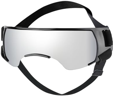 Galatée Gafas para Perros, Protección contra La Niebla, El Viento y Los Rayos UV, Gafas para Mascotas, Gafas De Sol para Perros con Correa Ajustable, Gafas De Sol para Cachorros(Plata)