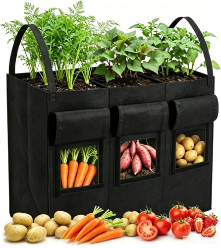 Bolsa de Cultivo, Bolsas de Cultivo Plantas, 24 Galones Bolsas de Cultivo de Papa Reutilizable, Bolsas de Vivero, Saco para Plantas, Bolsas para Plantas para Cultivar Hortalizas, Flores, Zanahoria